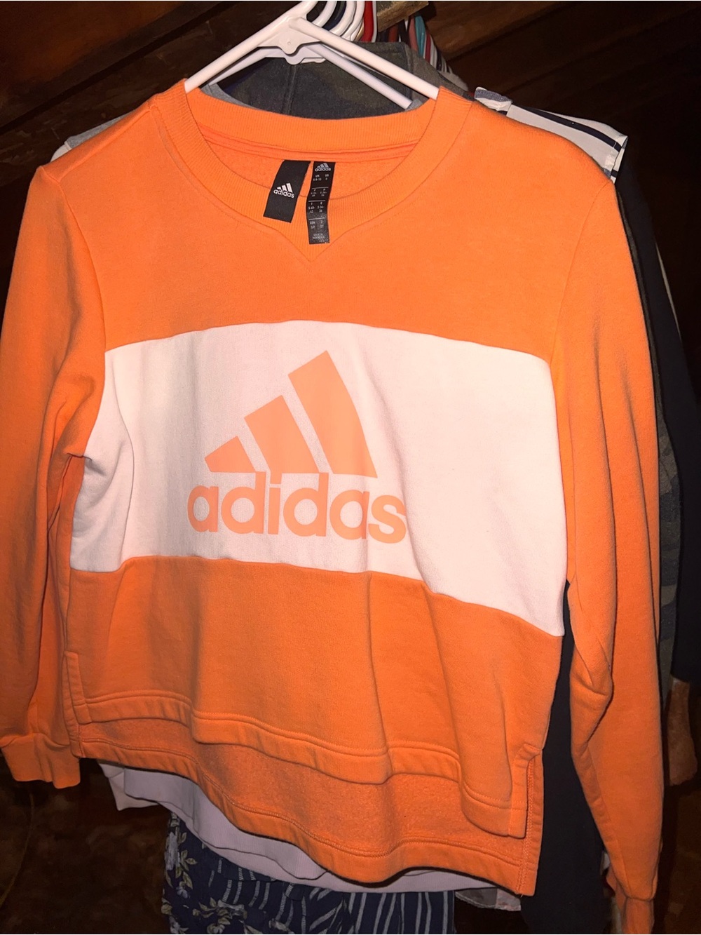 adidas Orange and White Logo Crewneck Sweatshirt